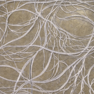 90"X90" White Embroidered Vines & Sequin Lace Overlay