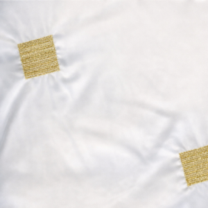 90"X90" White w/Silver & Gold Squares Taffeta Overlay